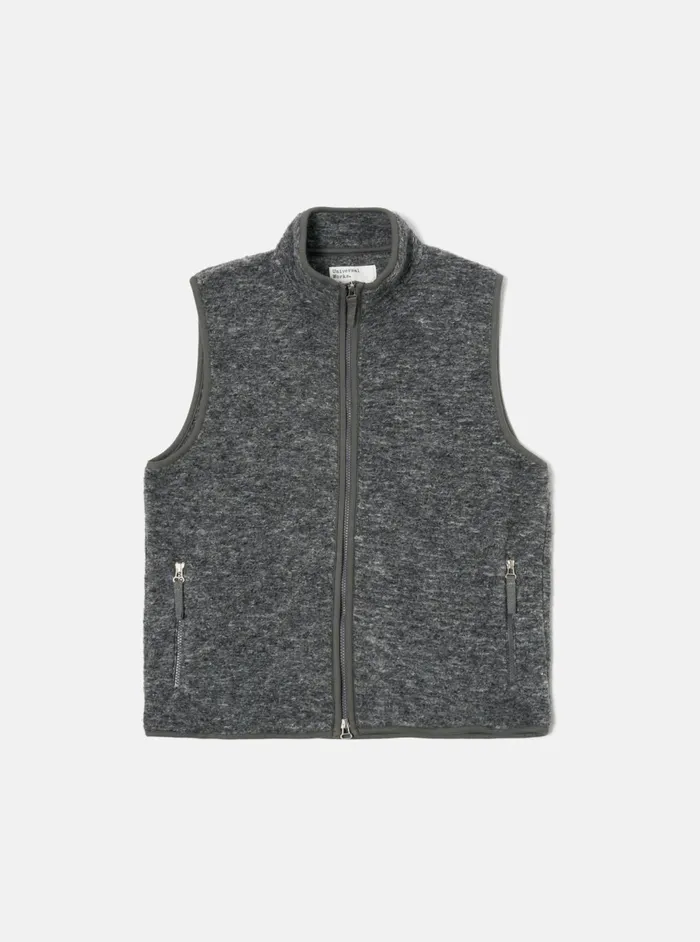 Climbing Gilet In Grey Teddy Fleece Men Universal Works Fleece