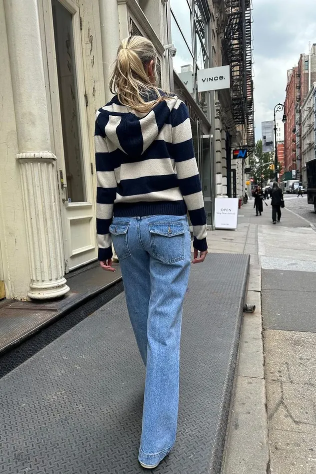 Clothing Alana Wool Striped Zip Up Sweater Brandy Melville SWEATERS