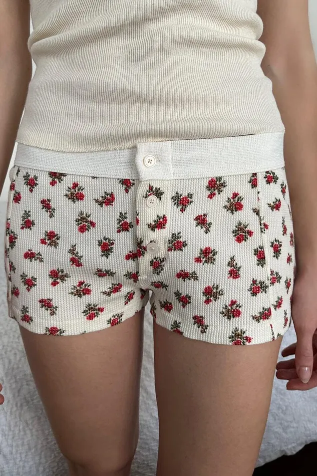 Clothing Floral Waffle Boyshort Underwear Brandy Melville BOTTOMS
