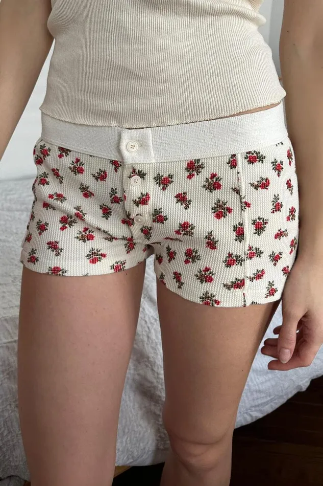 Clothing Floral Waffle Boyshort Underwear Brandy Melville BOTTOMS