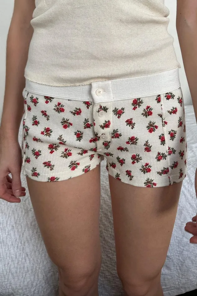 Clothing Floral Waffle Boyshort Underwear Brandy Melville BOTTOMS