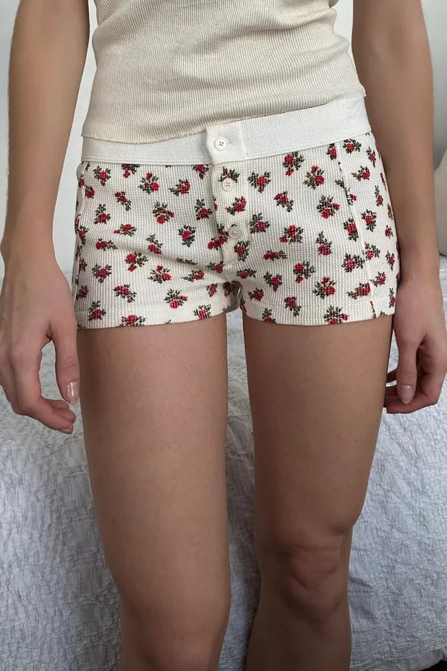 Clothing Floral Waffle Boyshort Underwear Brandy Melville BOTTOMS