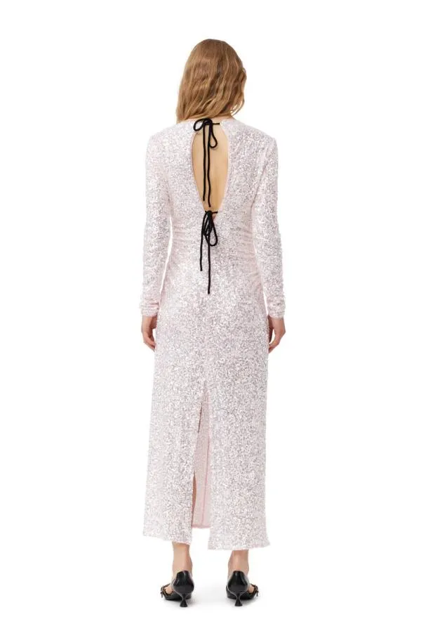 Clothing GANNI Dresses 3D Sequins Maxi Dress Mauve Chalk Clothing GANNI Dresses 3D Sequins Maxi Dress Mauve Chalk