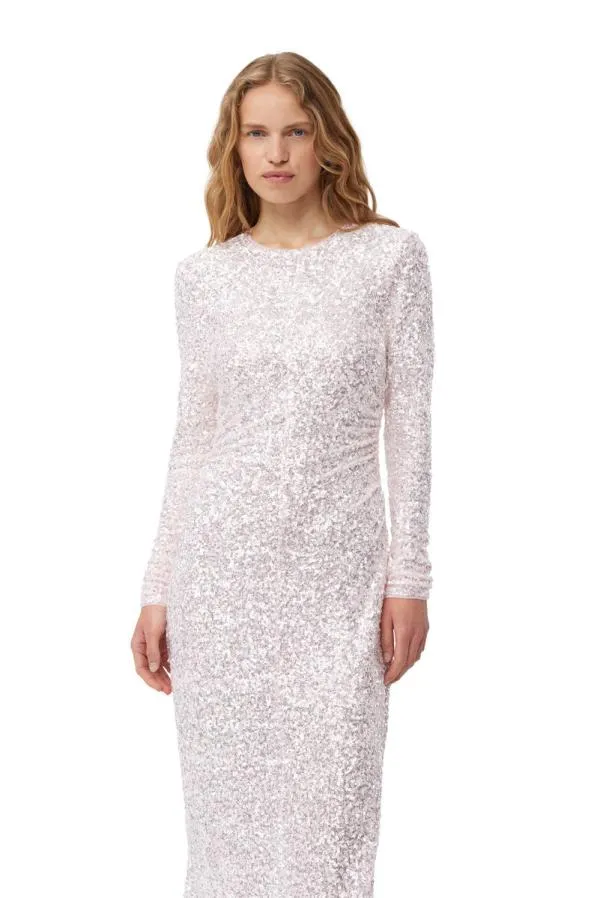 Clothing GANNI Dresses 3D Sequins Maxi Dress Mauve Chalk Clothing GANNI Dresses 3D Sequins Maxi Dress Mauve Chalk