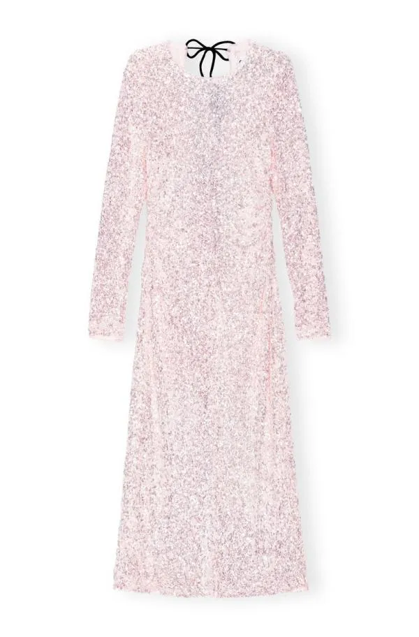 Clothing GANNI Dresses 3D Sequins Maxi Dress Mauve Chalk Clothing GANNI Dresses 3D Sequins Maxi Dress Mauve Chalk