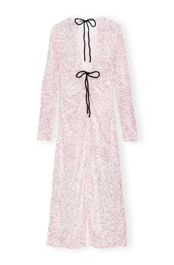 Clothing GANNI Dresses 3D Sequins Maxi Dress Mauve Chalk Clothing GANNI Dresses 3D Sequins Maxi Dress Mauve Chalk