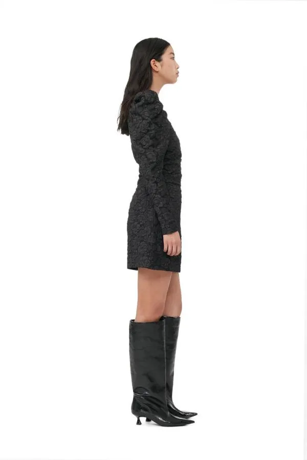 Clothing GANNI Dresses Black Jacquard Vneck Mini Dress Black Clothing GANNI Dresses Black Jacquard Vneck Mini Dress Black