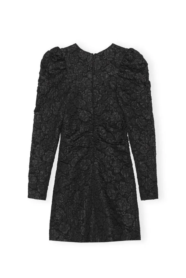 Clothing GANNI Dresses Black Jacquard Vneck Mini Dress Black Clothing GANNI Dresses Black Jacquard Vneck Mini Dress Black