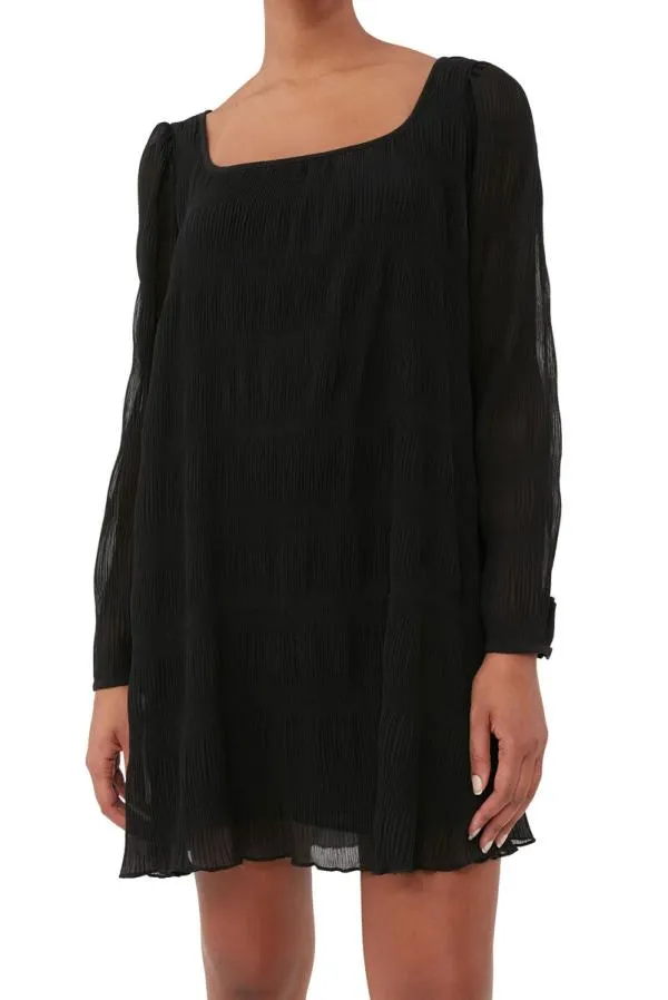 Clothing GANNI Dresses Black Pleated Georgette Mini Dress Black