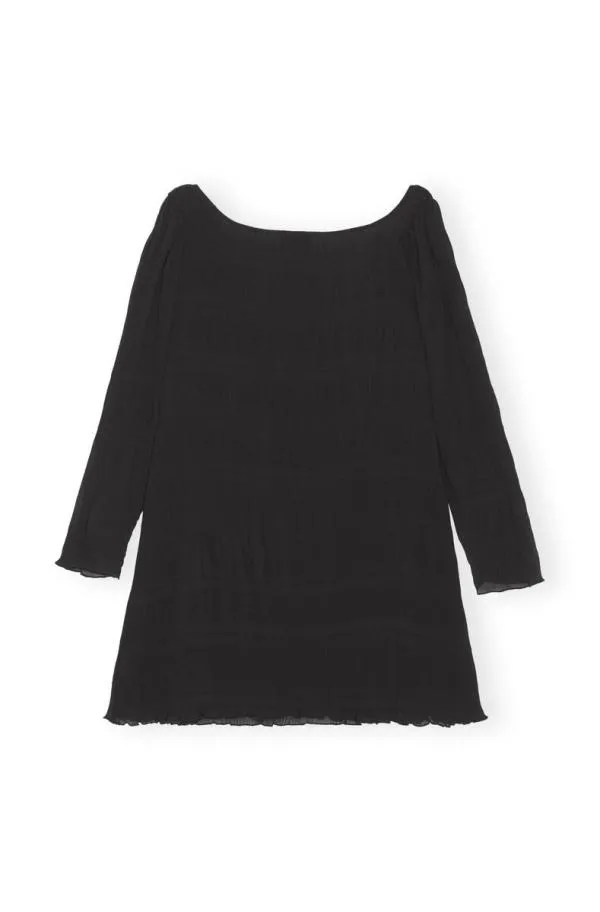 Clothing GANNI Dresses Black Pleated Georgette Mini Dress Black