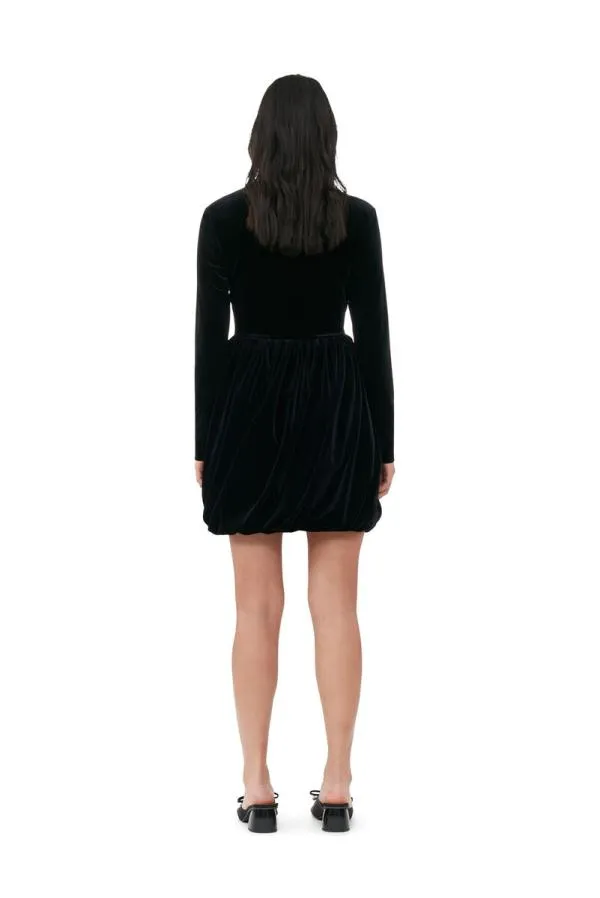 Clothing GANNI Dresses Black Velvet Jersey Balloon Mini Dress Black Clothing GANNI Dresses Black Velvet Jersey Balloon Mini Dress Black