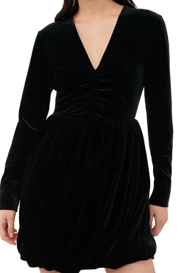 Clothing GANNI Dresses Black Velvet Jersey Balloon Mini Dress Black Clothing GANNI Dresses Black Velvet Jersey Balloon Mini Dress Black