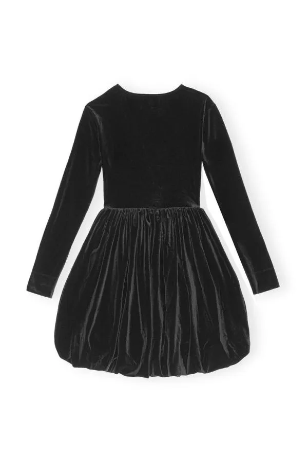 Clothing GANNI Dresses Black Velvet Jersey Balloon Mini Dress Black Clothing GANNI Dresses Black Velvet Jersey Balloon Mini Dress Black