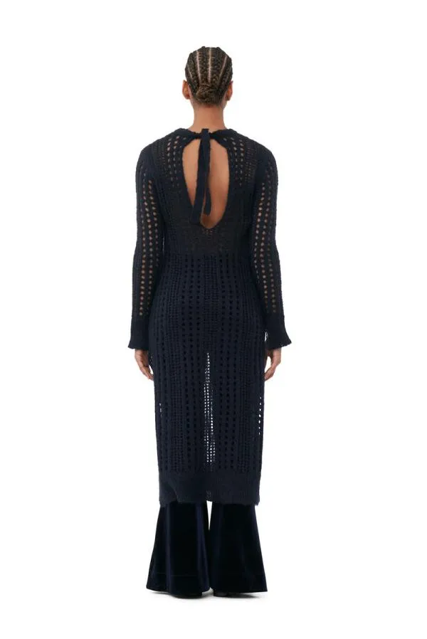 Clothing GANNI Dresses Blue Mohair Lace Dress Sky Captain
