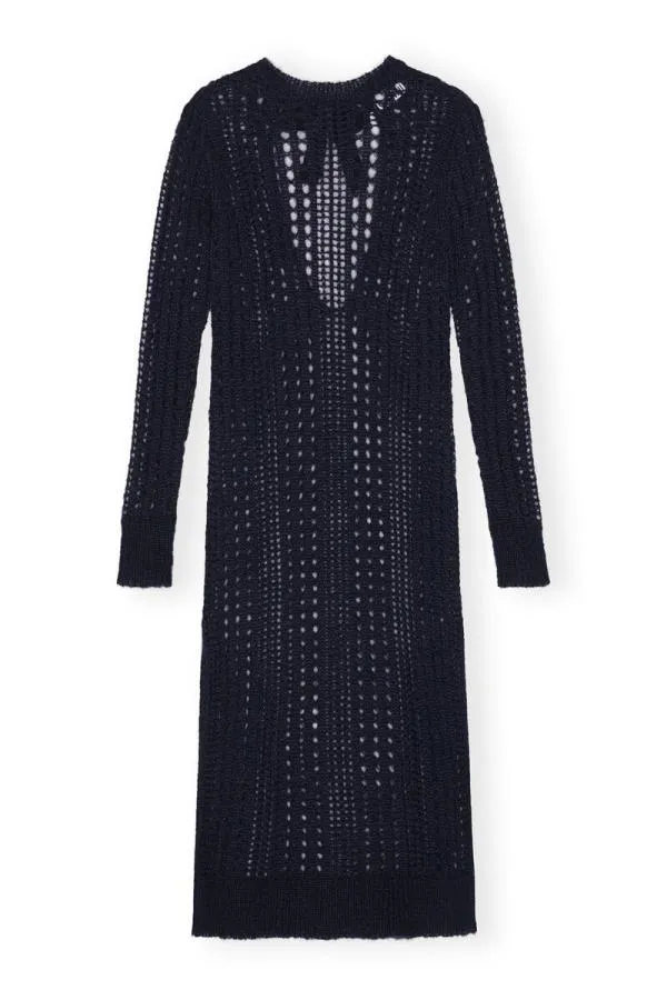 Clothing GANNI Dresses Blue Mohair Lace Dress Sky Captain