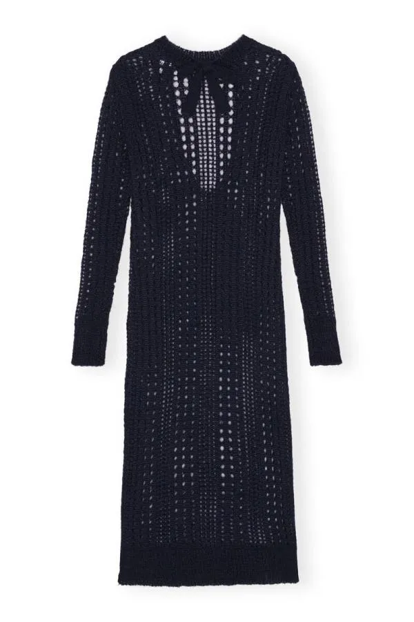 Clothing GANNI Dresses Blue Mohair Lace Dress Sky Captain