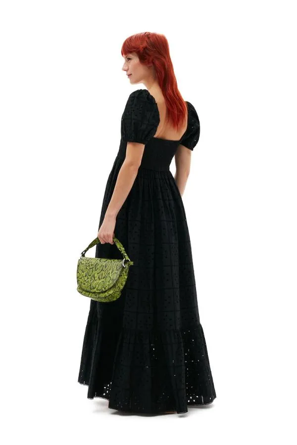 Clothing GANNI Dresses Broderie Anglaise Maxi Dress Black