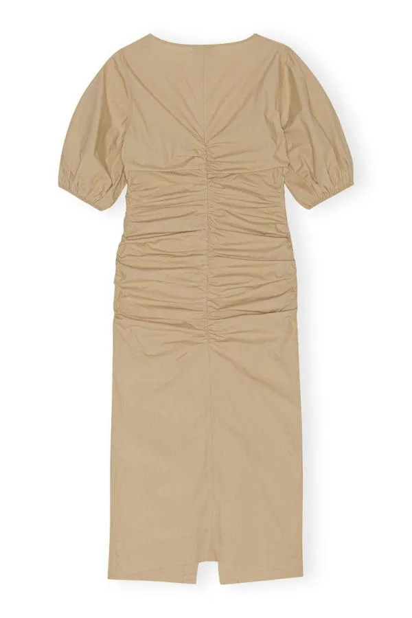 Clothing GANNI Dresses Cotton Poplin Gathered Openneck Maxi Dress Curds And Whey Clothing GANNI Dresses Cotton Poplin Gathered Openneck Maxi Dress Curds And Whey