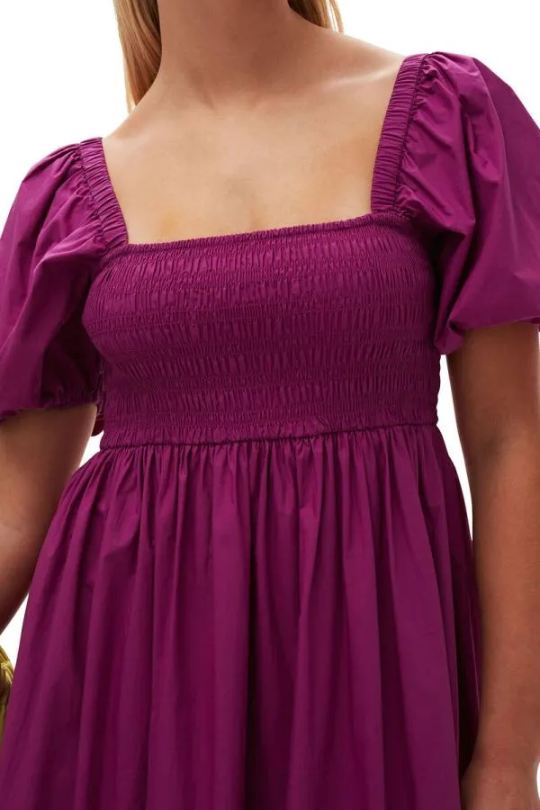 Clothing GANNI Dresses Cotton Poplin Smock Maxi Dress Purple Wine