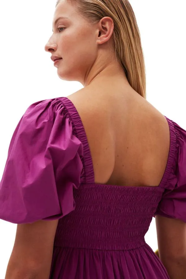 Clothing GANNI Dresses Cotton Poplin Smock Maxi Dress Purple Wine