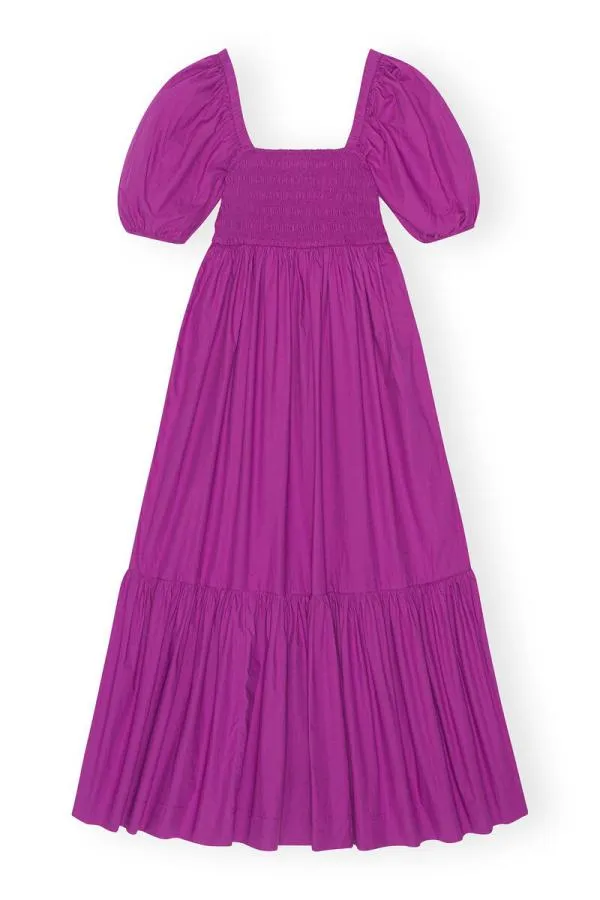 Clothing GANNI Dresses Cotton Poplin Smock Maxi Dress Purple Wine