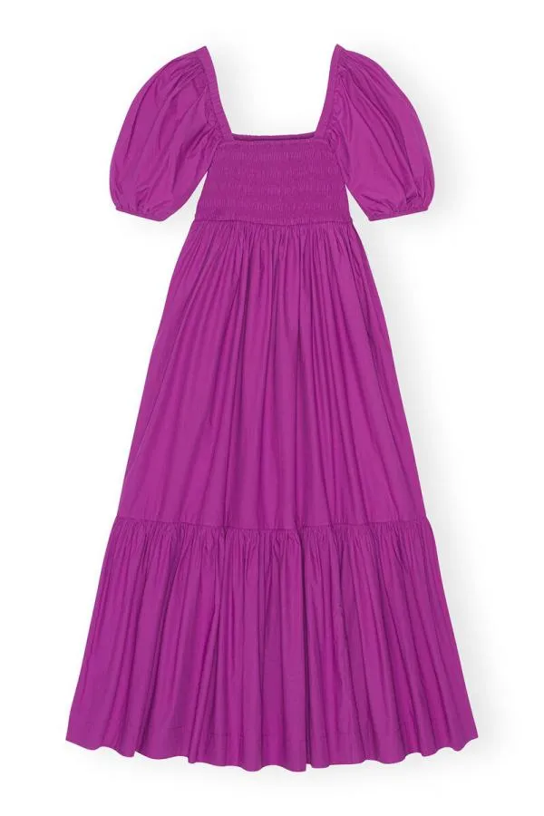 Clothing GANNI Dresses Cotton Poplin Smock Maxi Dress Purple Wine