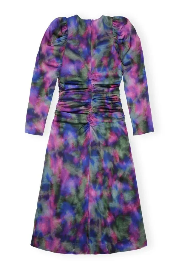 Clothing GANNI Dresses Purple Silk Satin ONeck Midi Dress Simply Purple