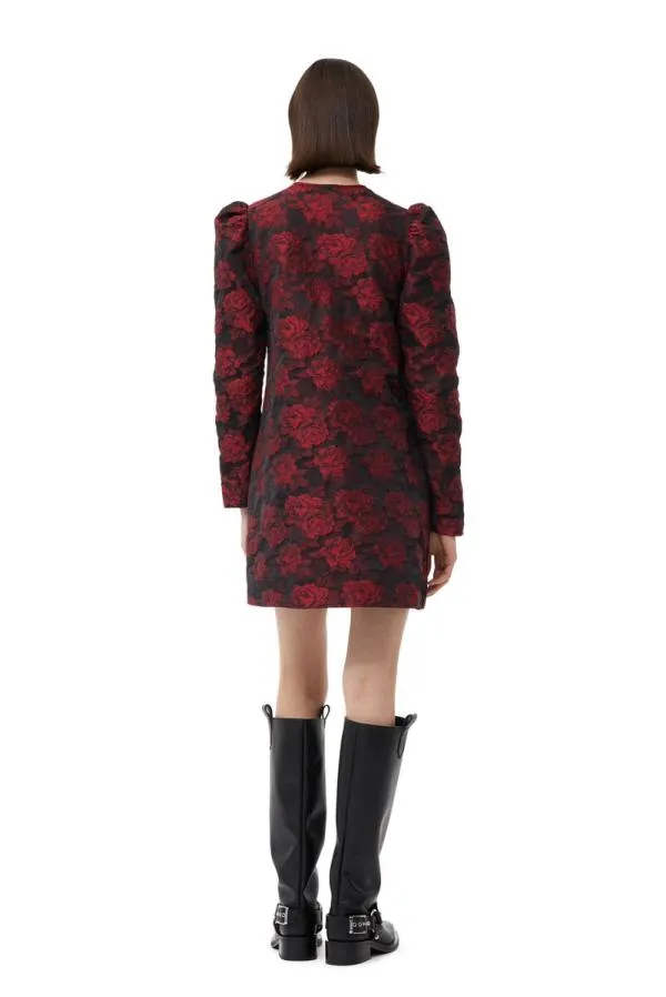 Clothing GANNI Dresses Red Botanical Jacquard Mini Dress High Risk Red