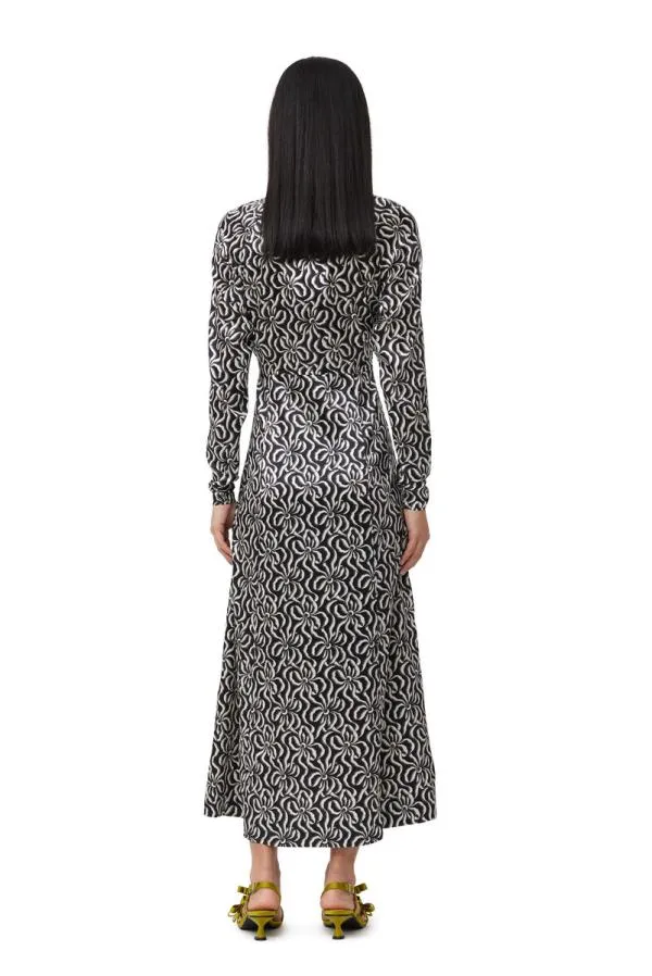 Clothing GANNI Dresses Silk Stretch Satin Long Dress Black
