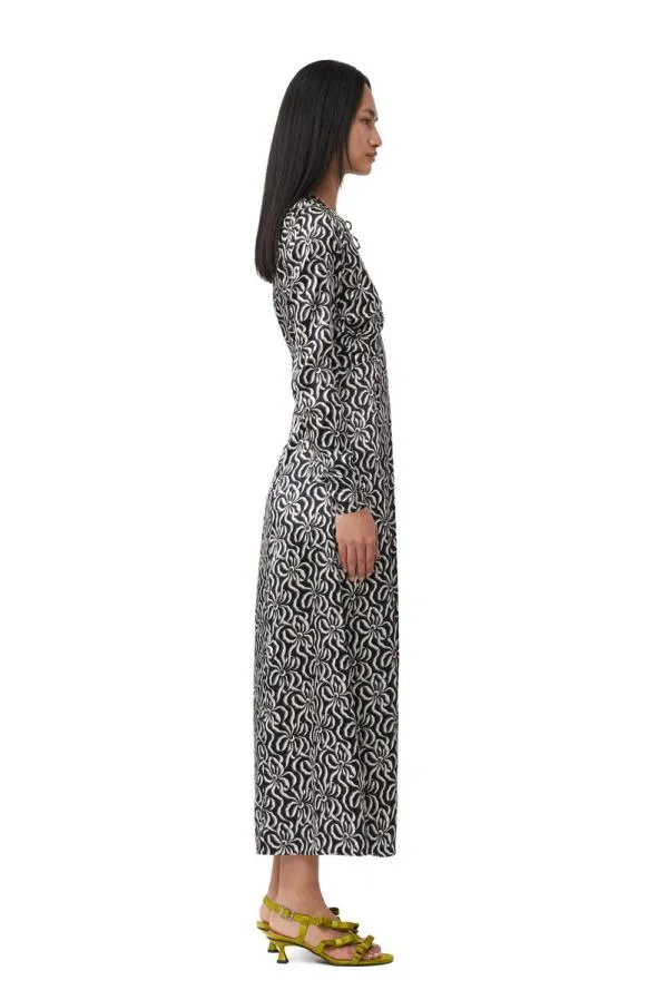 Clothing GANNI Dresses Silk Stretch Satin Long Dress Black