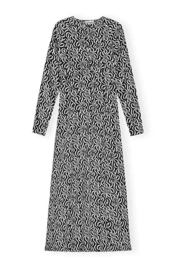 Clothing GANNI Dresses Silk Stretch Satin Long Dress Black