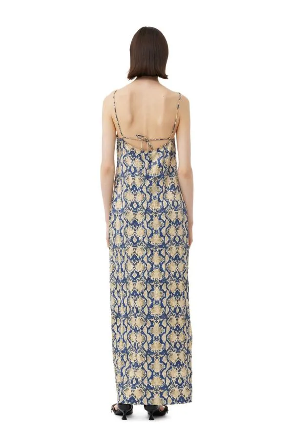Clothing GANNI Dresses Snake Printed Crinkled Satin Midi Slip Dress Safari Clothing GANNI Dresses Snake Printed Crinkled Satin Midi Slip Dress Safari