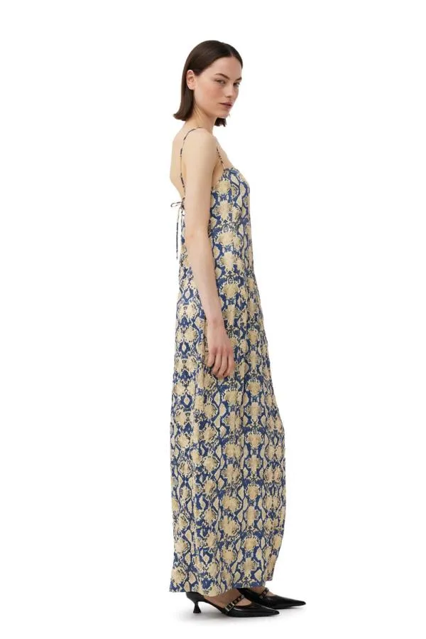 Clothing GANNI Dresses Snake Printed Crinkled Satin Midi Slip Dress Safari Clothing GANNI Dresses Snake Printed Crinkled Satin Midi Slip Dress Safari