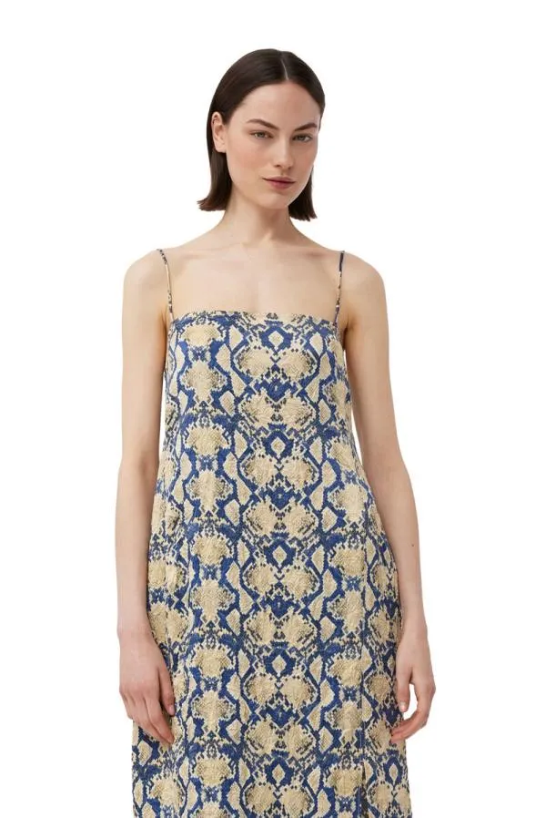 Clothing GANNI Dresses Snake Printed Crinkled Satin Midi Slip Dress Safari Clothing GANNI Dresses Snake Printed Crinkled Satin Midi Slip Dress Safari
