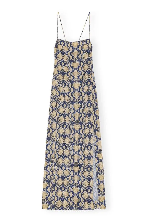 Clothing GANNI Dresses Snake Printed Crinkled Satin Midi Slip Dress Safari Clothing GANNI Dresses Snake Printed Crinkled Satin Midi Slip Dress Safari