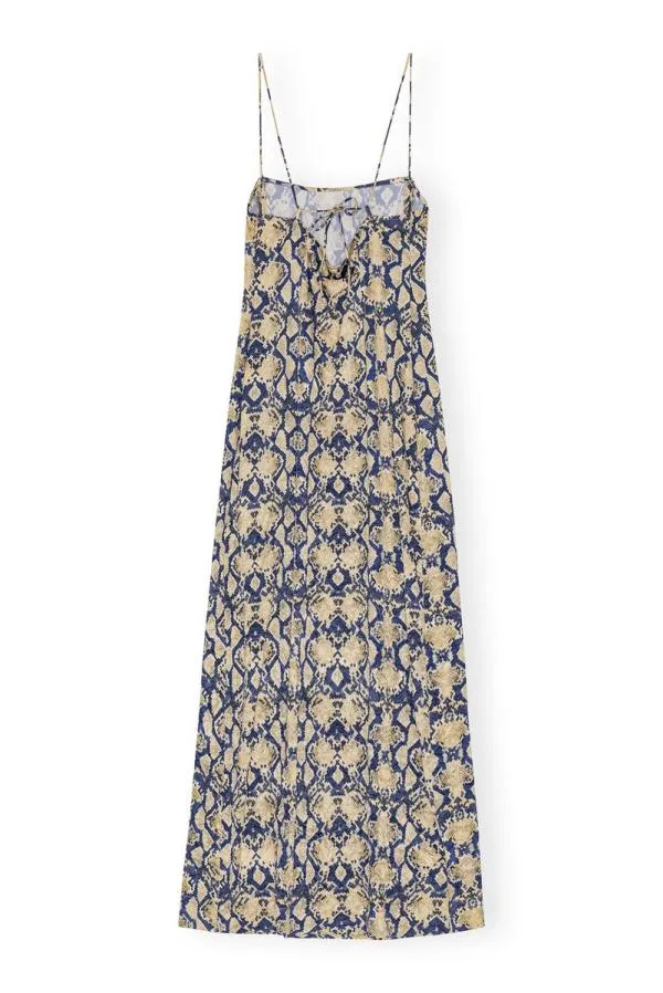 Clothing GANNI Dresses Snake Printed Crinkled Satin Midi Slip Dress Safari Clothing GANNI Dresses Snake Printed Crinkled Satin Midi Slip Dress Safari