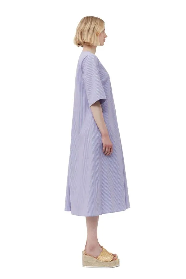 Clothing GANNI Dresses Stripe Cotton VNeck Maxi Dress Forever Blue Clothing GANNI Dresses Stripe Cotton VNeck Maxi Dress Forever Blue