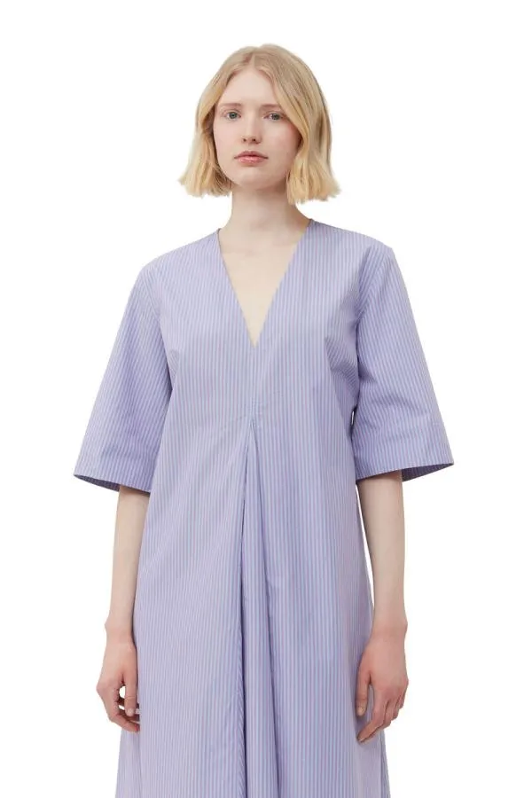 Clothing GANNI Dresses Stripe Cotton VNeck Maxi Dress Forever Blue Clothing GANNI Dresses Stripe Cotton VNeck Maxi Dress Forever Blue