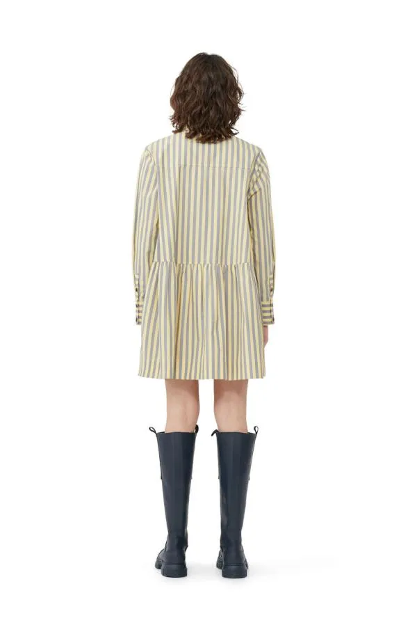 Clothing GANNI Dresses Striped Cotton Mini Shirt Dress Frost Gray