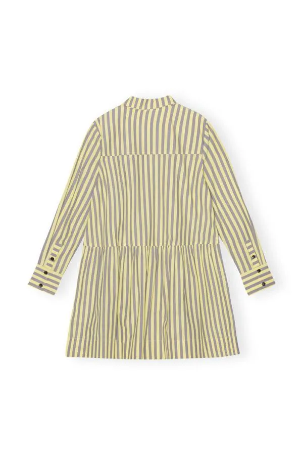 Clothing GANNI Dresses Striped Cotton Mini Shirt Dress Frost Gray