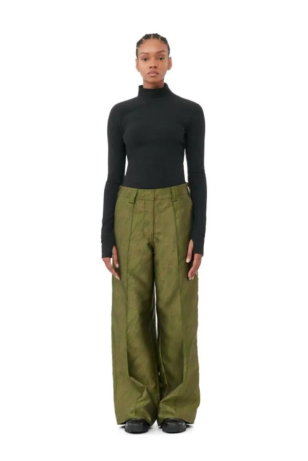 Clothing GANNI Extended Sizes Black Rib Jersey Open Back Rollneck Paloma Melange Clothing GANNI Extended Sizes Black Rib Jersey Open Back Rollneck Paloma Melange