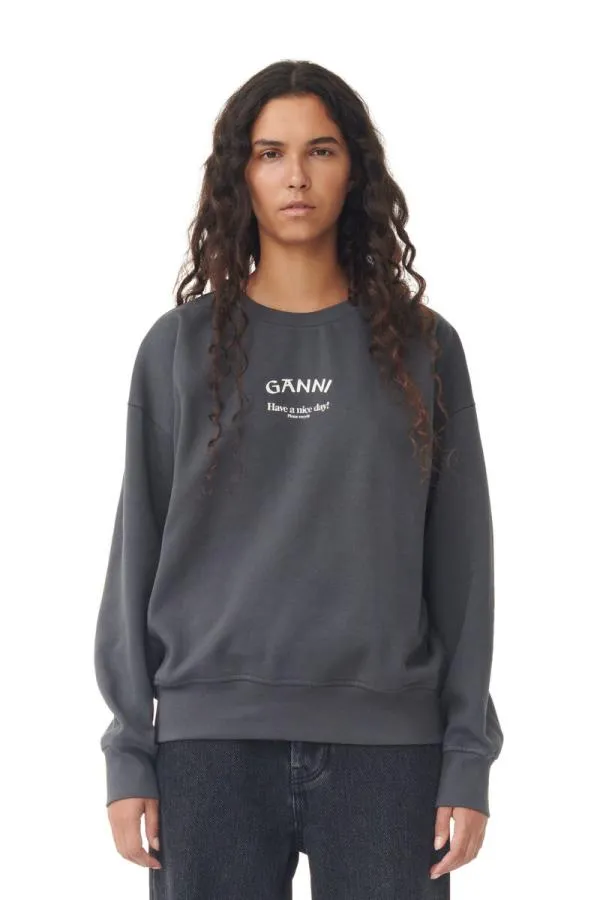 Clothing GANNI Extended Sizes Grey Isoli Oversized Sweatshirt Volcanic Ash
