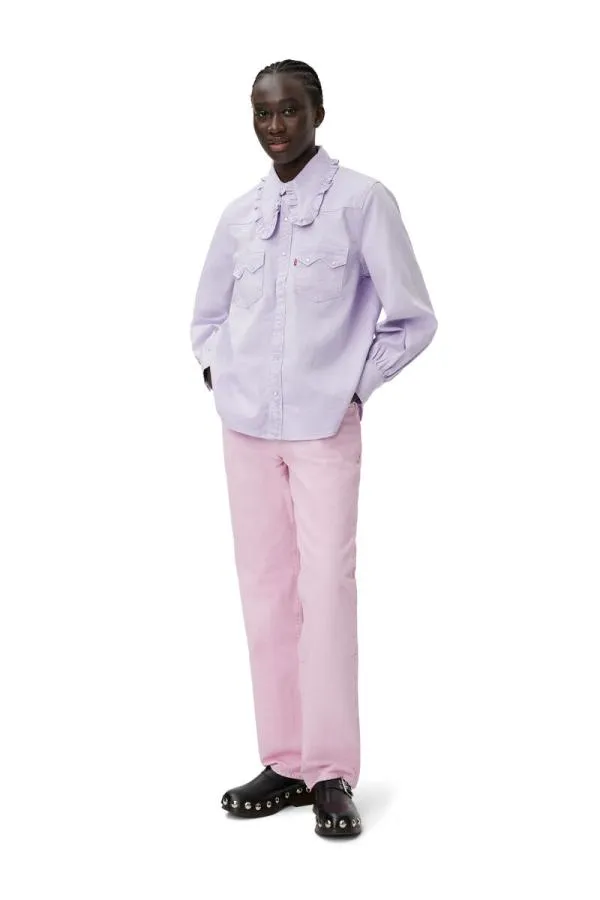 Clothing GANNI Extended Sizes Western Blouse Natural Lilac