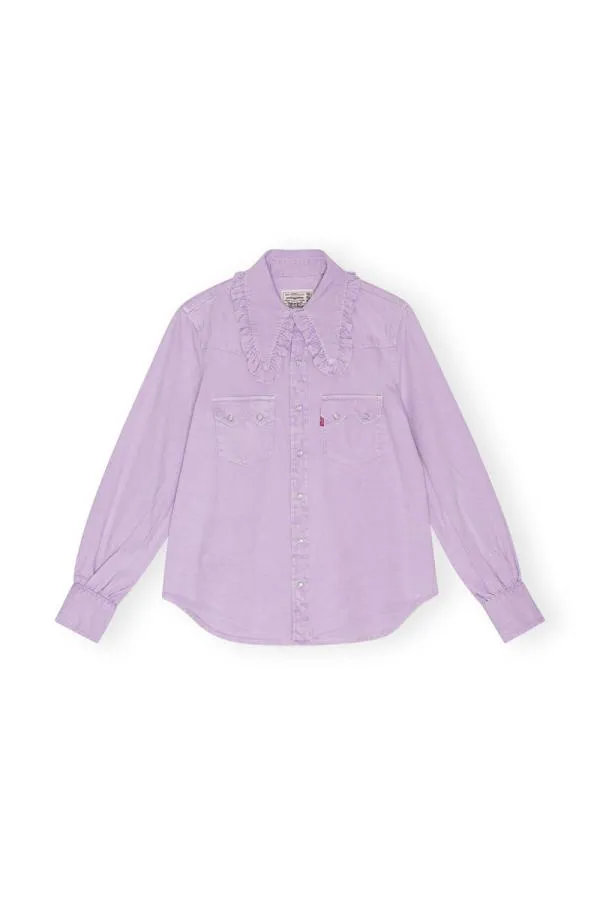 Clothing GANNI Extended Sizes Western Blouse Natural Lilac