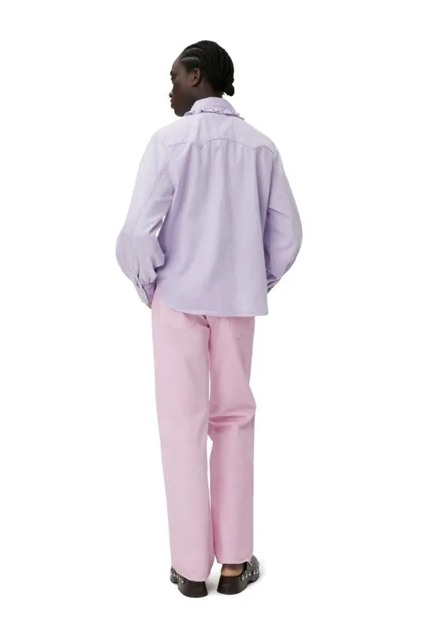 Clothing GANNI Extended Sizes Western Blouse Natural Lilac