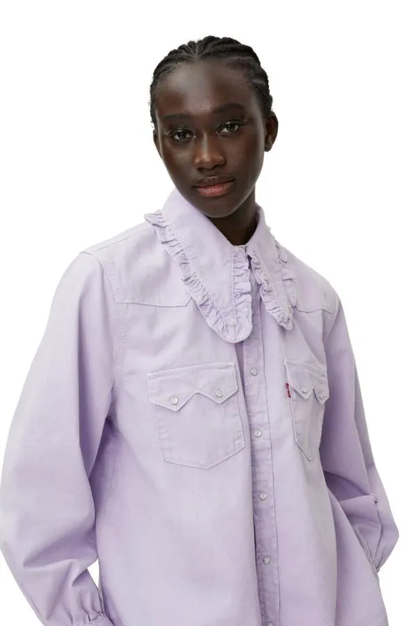 Clothing GANNI Extended Sizes Western Blouse Natural Lilac