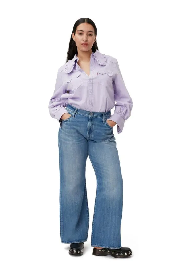 Clothing GANNI Extended Sizes Western Blouse Natural Lilac