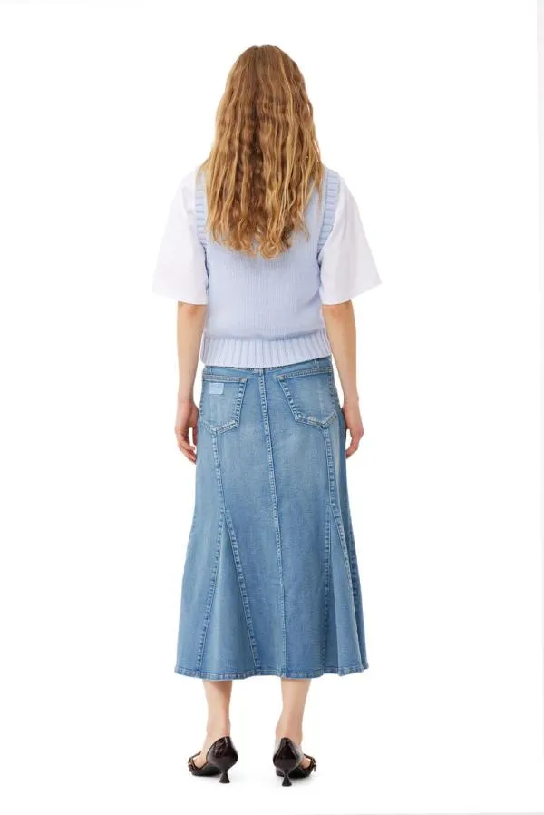 Clothing GANNI Knitwear Blue Cotton Rope Vest Powder Blue