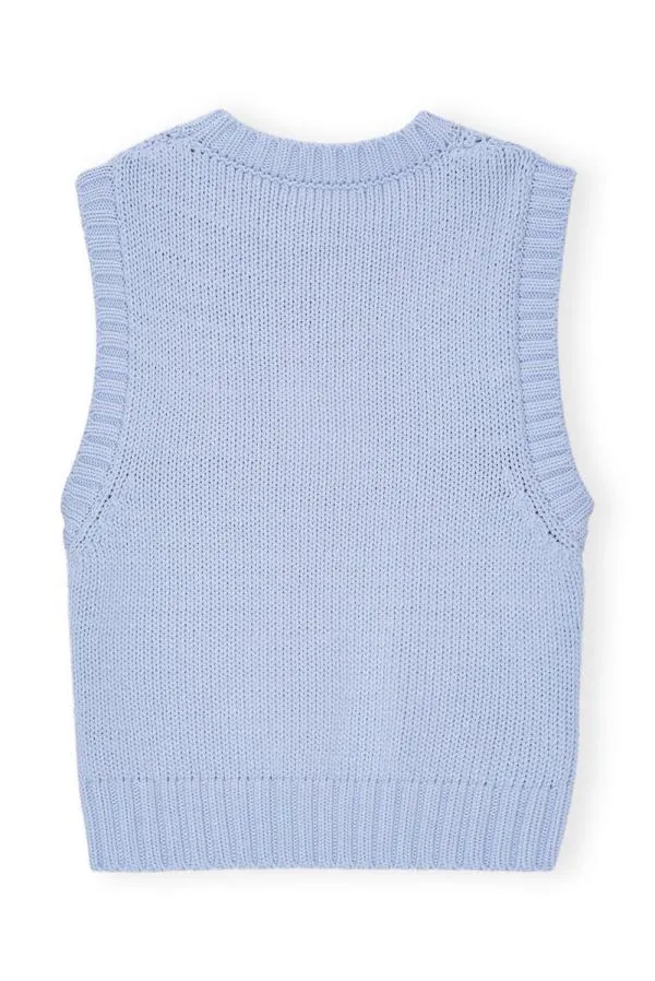 Clothing GANNI Knitwear Blue Cotton Rope Vest Powder Blue