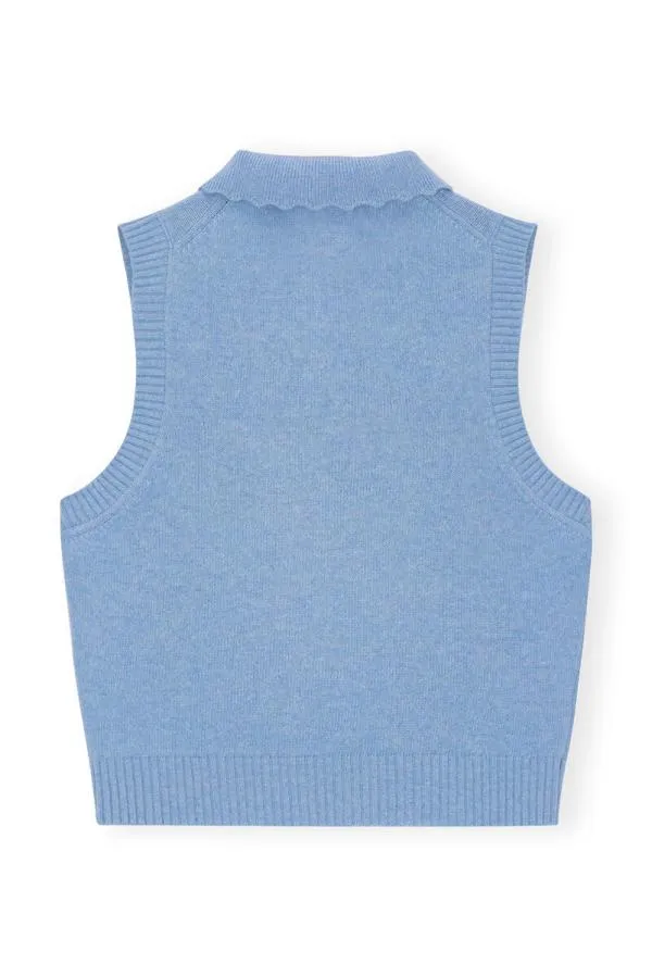 Clothing GANNI Knitwear Recut Blue Graphic Vest Silver Lake Blue